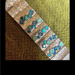 Brighton aqua blue bracelet ( retired) with matching pierced earrings